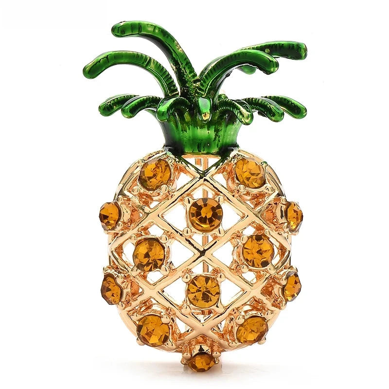 Rhinestone Pineapple with Enamel Leaves Brooch product variant photo