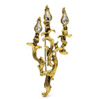 Vintage-Style Jeweled Candelabra Brooch — Antique Gold