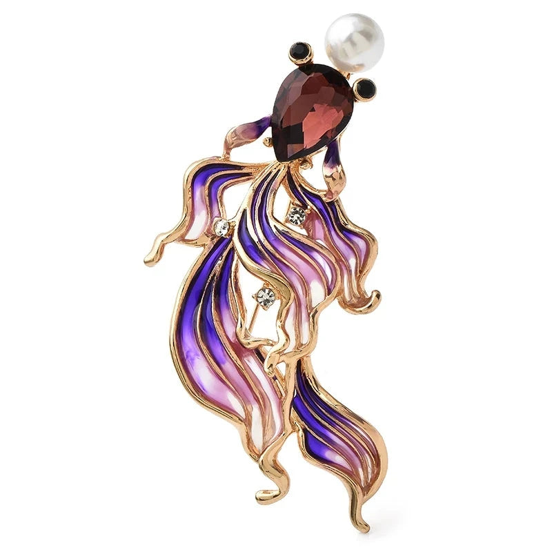 Enamel Flowing-Tail Goldfish Brooch product variant photo