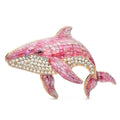 Rhinestone Orca Whale Brooch — Pink