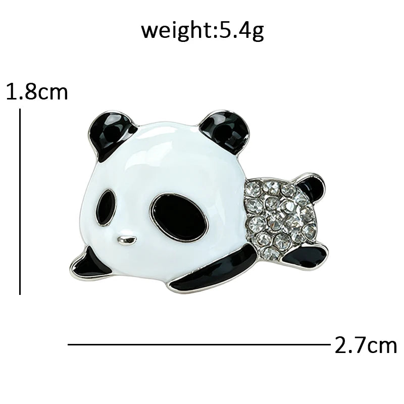 Playful Panda with Sparkling Body Brooch
