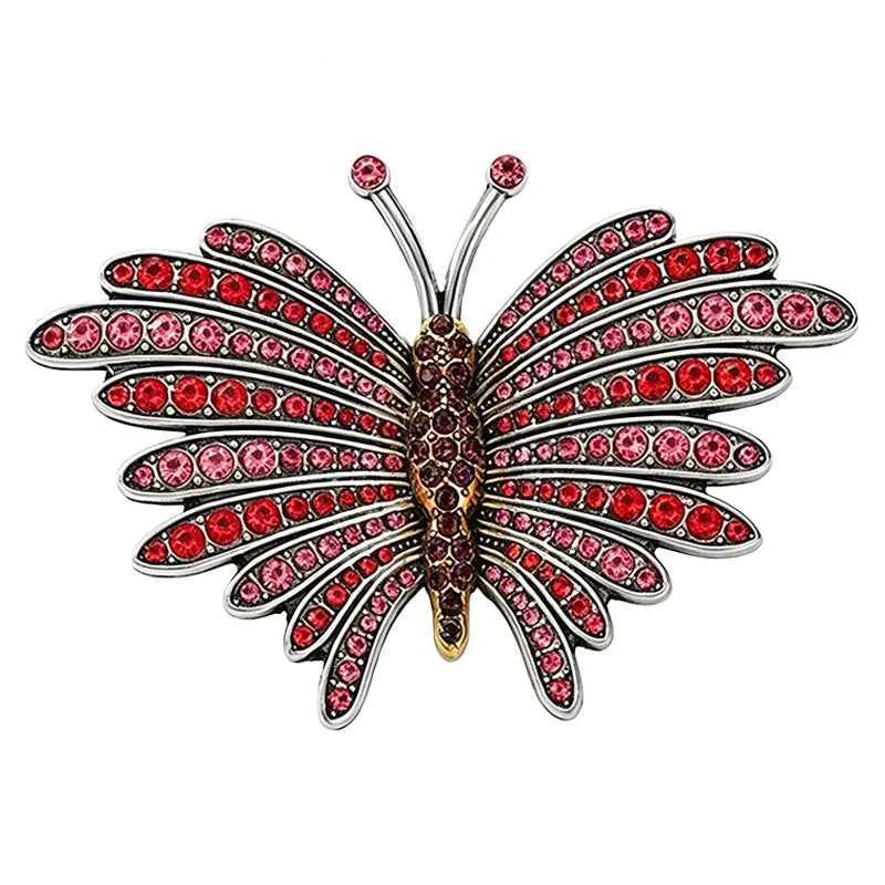 Radiating Butterfly Wings with Sparkling Lines Brooch original white background product photo