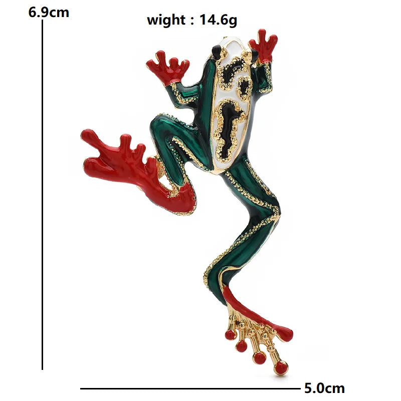 Jumping Enamel Frog with Red Feet Brooch dimensions and weight