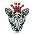 Crowned Rhinestone Spotted Cat Brooch product variant photo