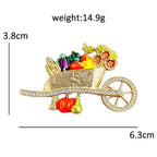 Harvest Wheelbarrow with Fruit and Flowers Brooch