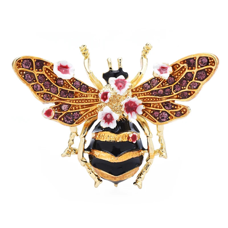 Colorful Enamel Jeweled Bee Brooch