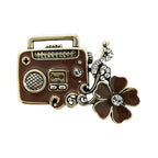 Vintage Sewing Radio and Telephone Brooch original white background product photo