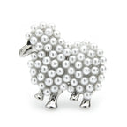 Small Pearl-Look Lamb Brooch