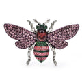 Rhinestone Bee with Spread Wings Brooch — Pink & Black
