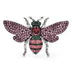 Rhinestone Bee with Spread Wings Brooch — Pink & Black
