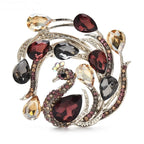 Circular Peacock with Faceted Rhinestones Brooch — Purple