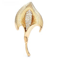 Sculptural Calla Lily with Rhinestone Center Brooch — Gold