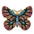Petite Multicolor Rhinestone Butterfly Brooch — Pink