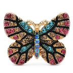 Petite Multicolor Rhinestone Butterfly Brooch — Pink