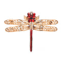 Enamel Dragonfly with Jeweled Wings Brooch — Red