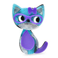 Acrylic Cat with Glasses and Bow Brooch — Purple