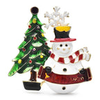 Snowman and Christmas Tree Brooch — Multicolor