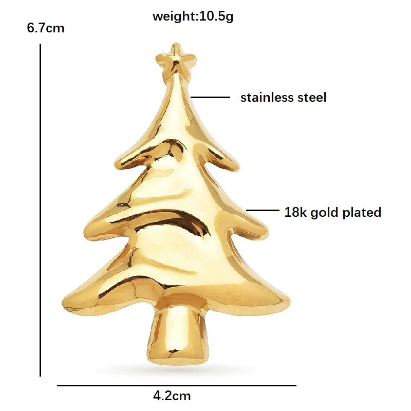 Polished Stainless Steel Christmas Tree Brooch — dimensions