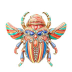 Winged Scarab with Floral Pattern Brooch original white background product photo