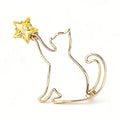 Reaching Cat with Star Accent Brooch original white background product photo