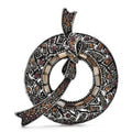 Rhinestone Circle with Ribbon Swirl Brooch — Smoky Multicolor