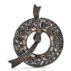 Rhinestone Circle with Ribbon Swirl Brooch — Smoky Multicolor