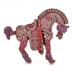 Ornate Rhinestone Horse with Decorative Saddle Brooch product variant photo