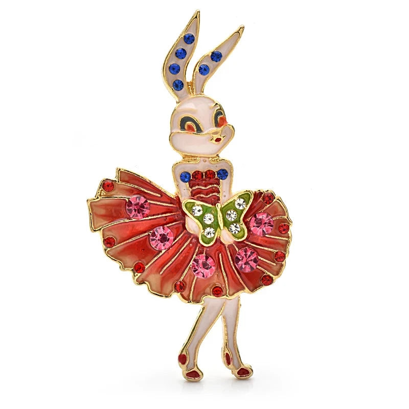 Dressed Bunny with a Floral Skirt Brooch original white background product photo