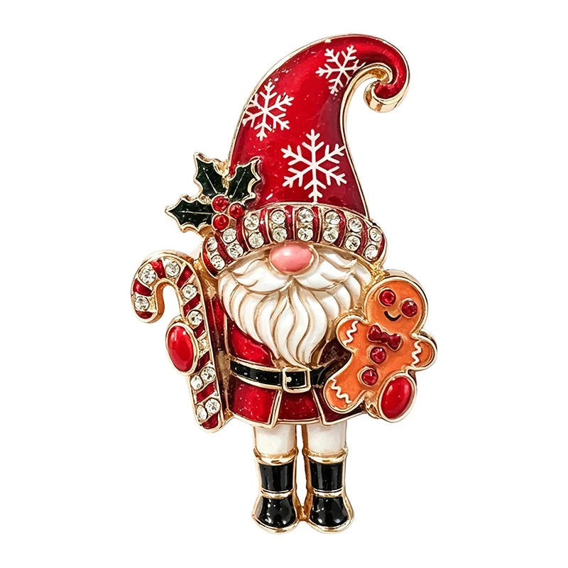 Christmas Gnome with Gingerbread Man Brooch original white background product photo