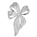 Openwork Mesh Ribbon Bow Brooch — Silver