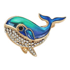 Blue Whale with Sparkling Belly Brooch original white background product photo