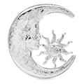 Sun and Crescent Moon Face Brooch — Silver