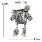 Knitted Sweater and Yarn Charm Brooch