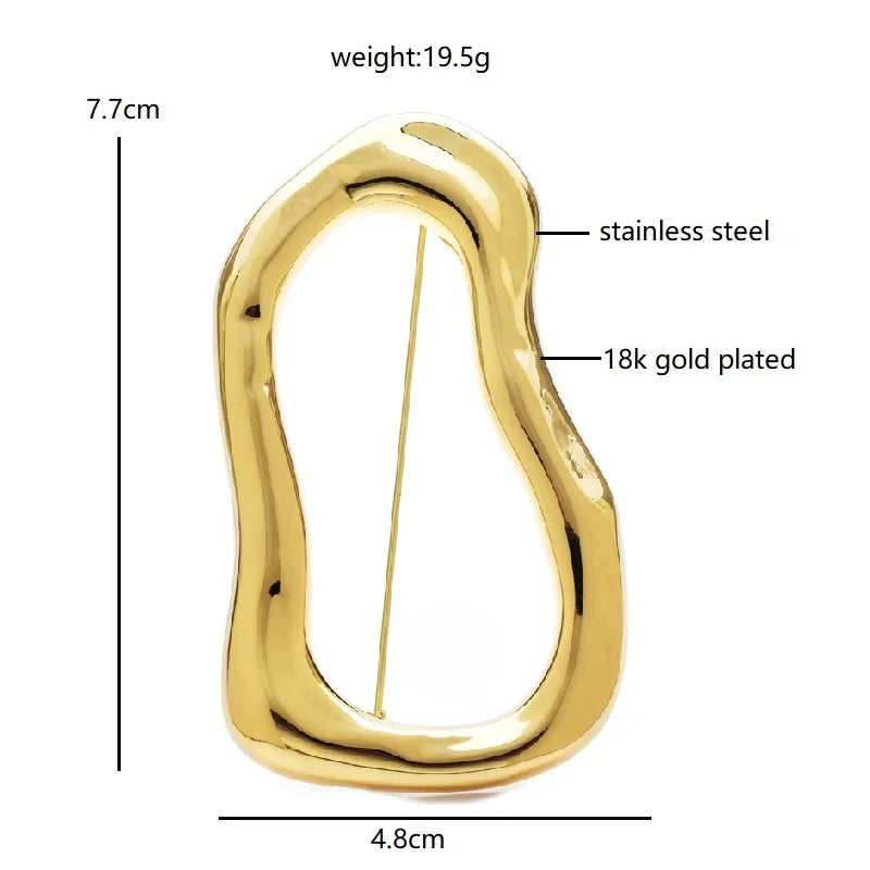 Polished Organic Openwork Loop Brooch — dimensions