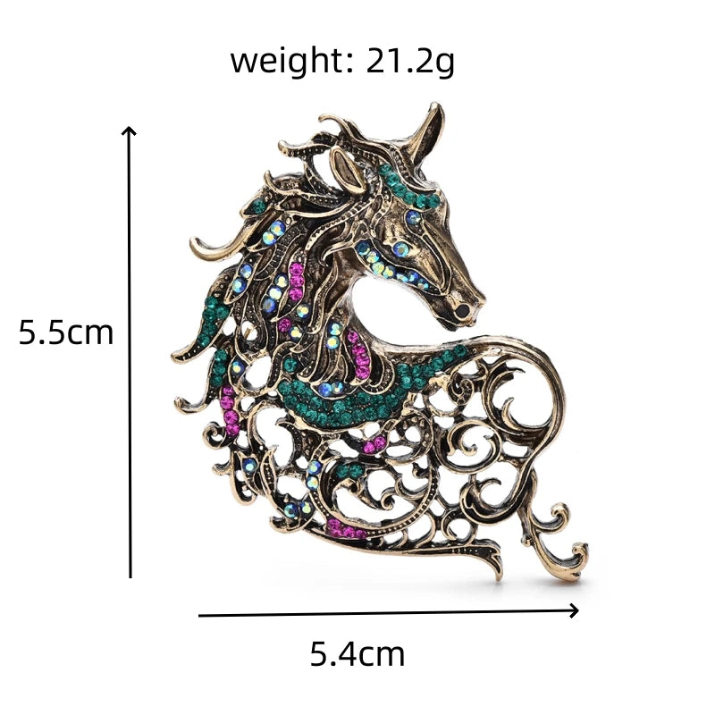 Jeweled Openwork Unicorn Brooch — dimensions