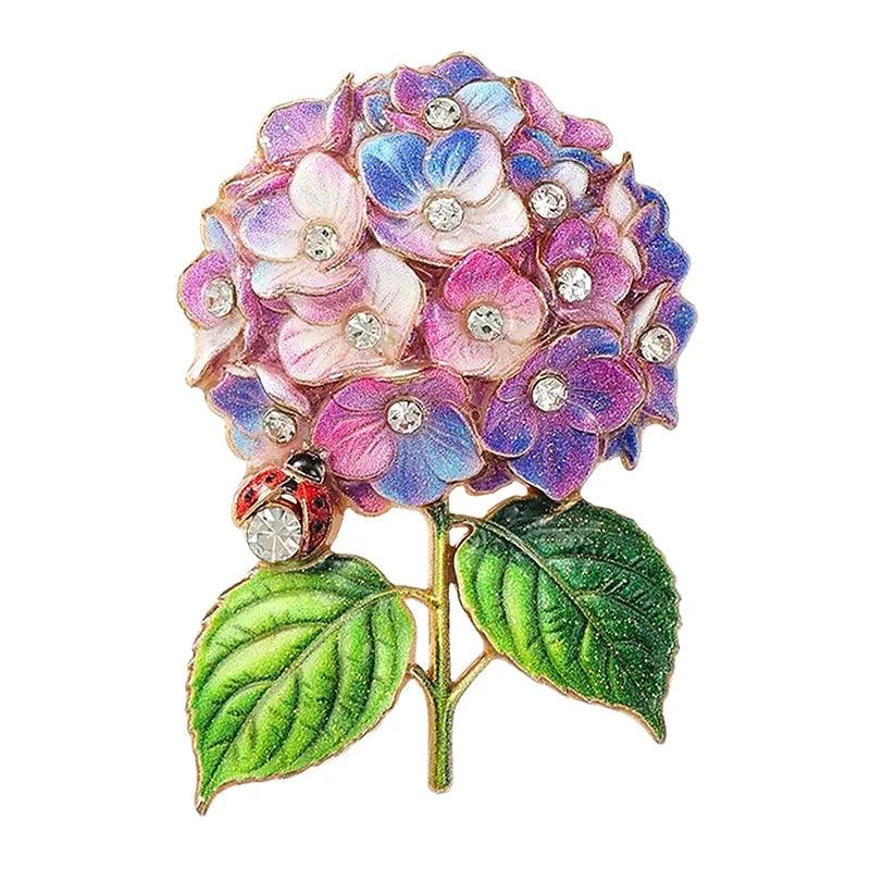 Hydrangea Flower with Ladybug Brooch original white background product photo