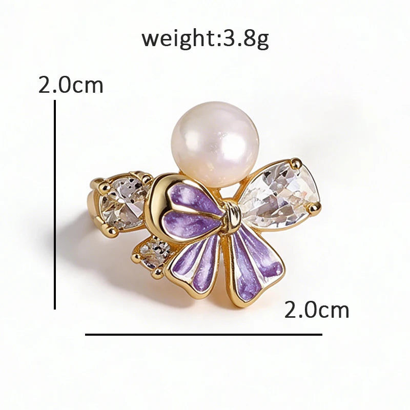 Delicate Bow with Pearlescent Accent Brooch