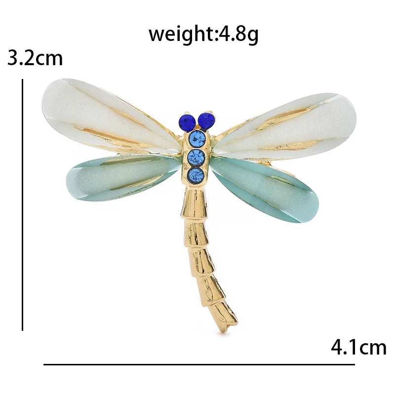 Enamel Dragonfly with Jewel Body Brooch — dimensions