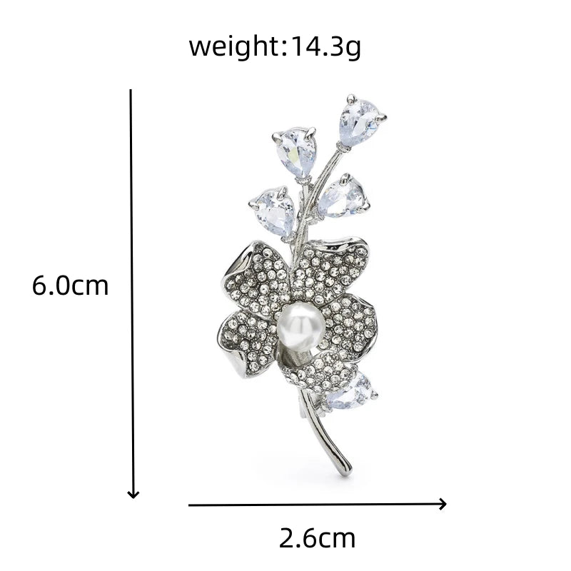 Crystal Plum Blossom Sprig Brooch — dimensions