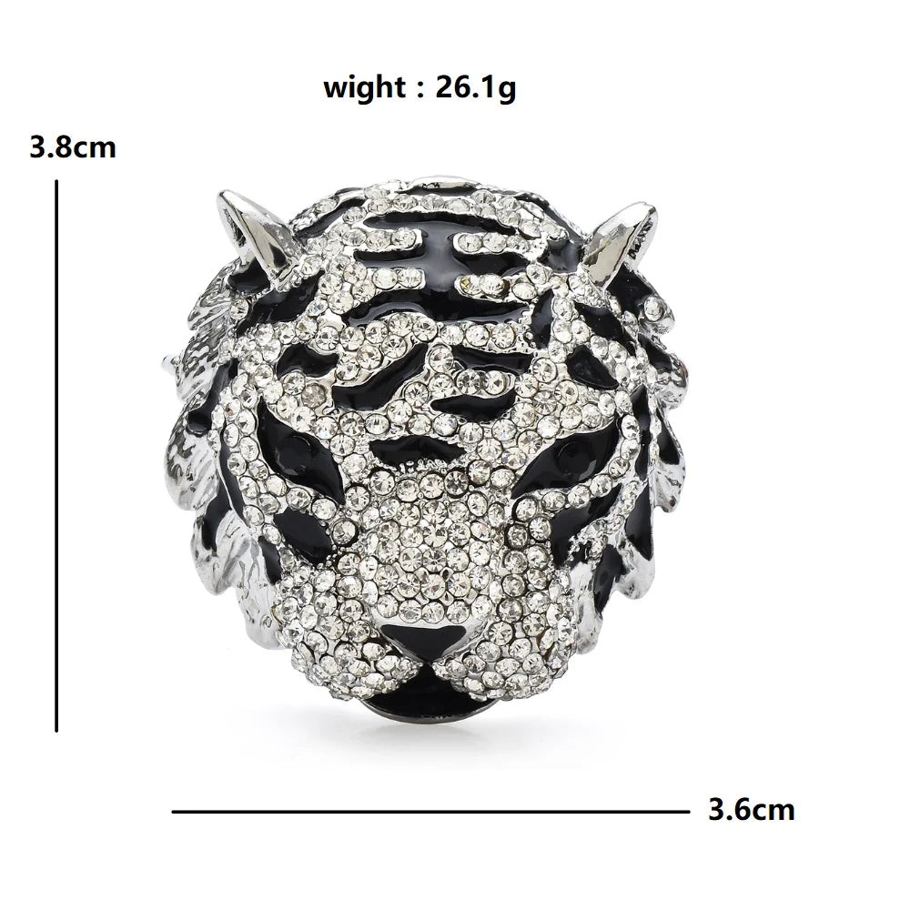 Rhinestone Tiger Face with Green Eyes Brooch dimensions and weight
