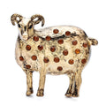 Vintage Horned Sheep with Rhinestones Brooch original white background product photo
