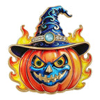 Flaming Pumpkin with Witch Hat Brooch original white background product photo