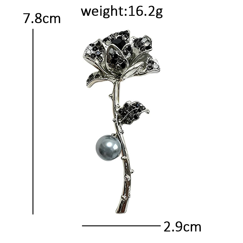 Sparkling Rose with Drop Accent Brooch