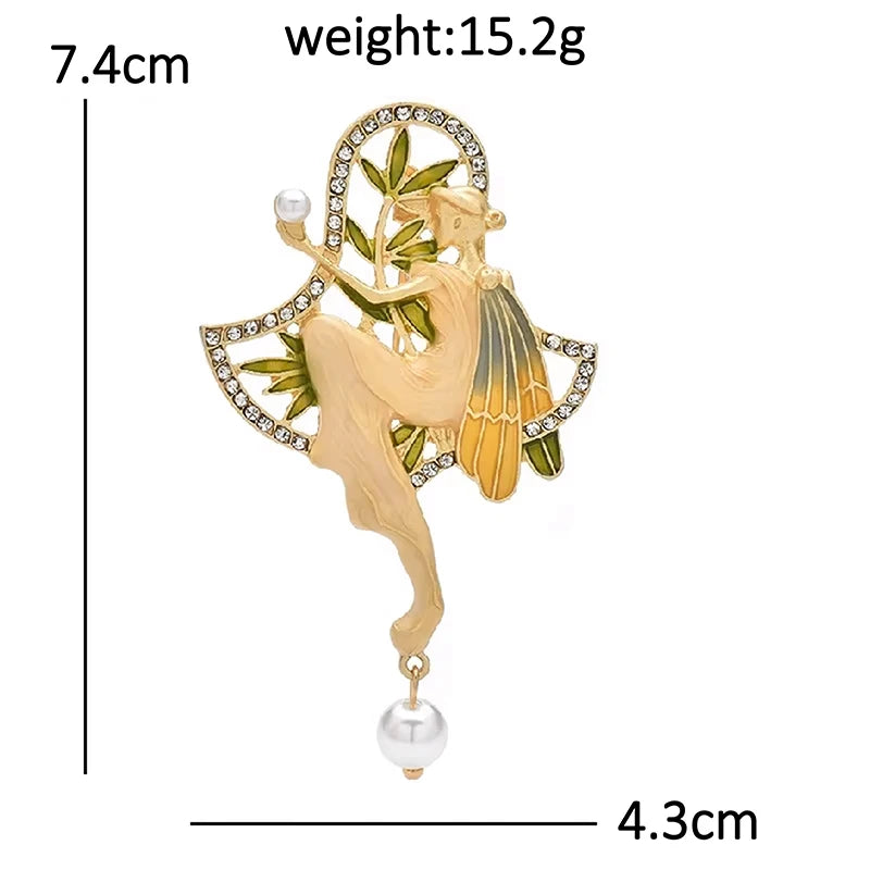 Seated Fairy with Pearl-Look Drop Brooch