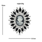 Large Cameo Sunburst with Faceted Rays Brooch dimensions and weight
