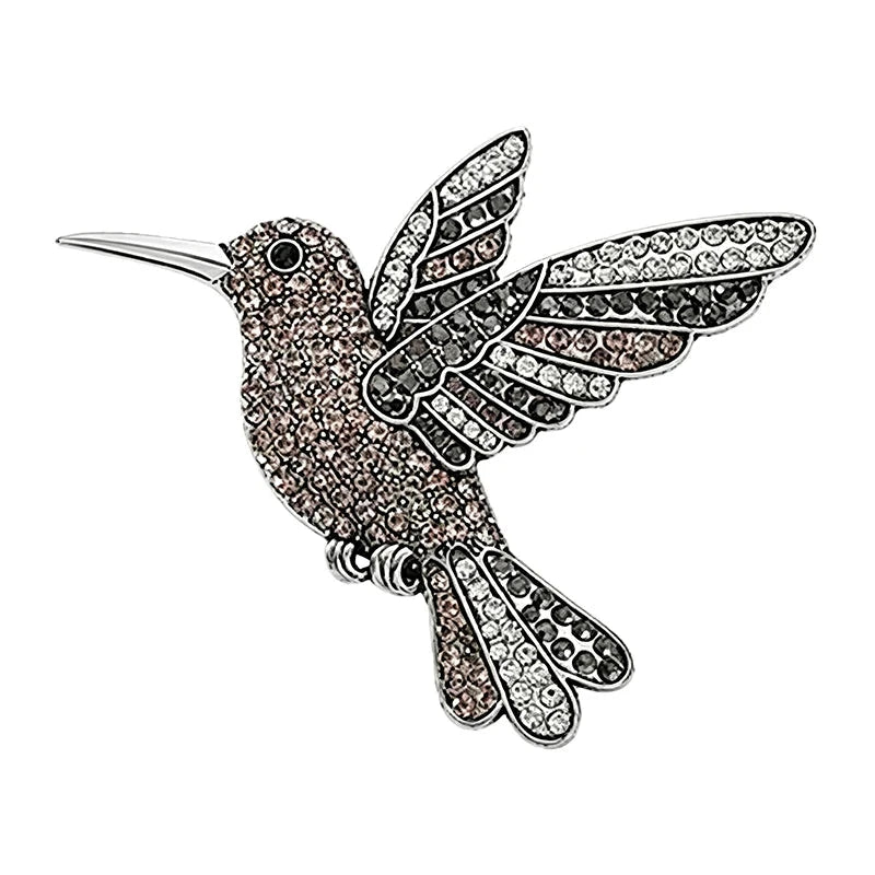 Hummingbird with Rows of Sparkling Feathers Brooch original white background product photo