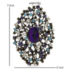 Oval Rhinestone Medallion with Faceted Center Brooch dimensions and weight