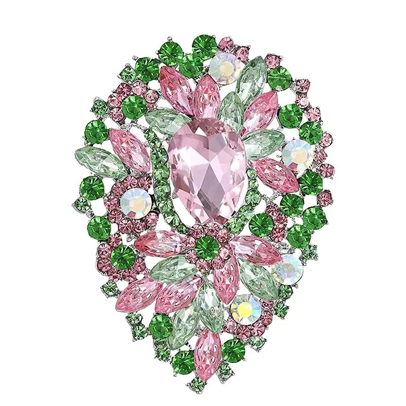 Oval Faceted Floral Statement Brooch original white background product photo