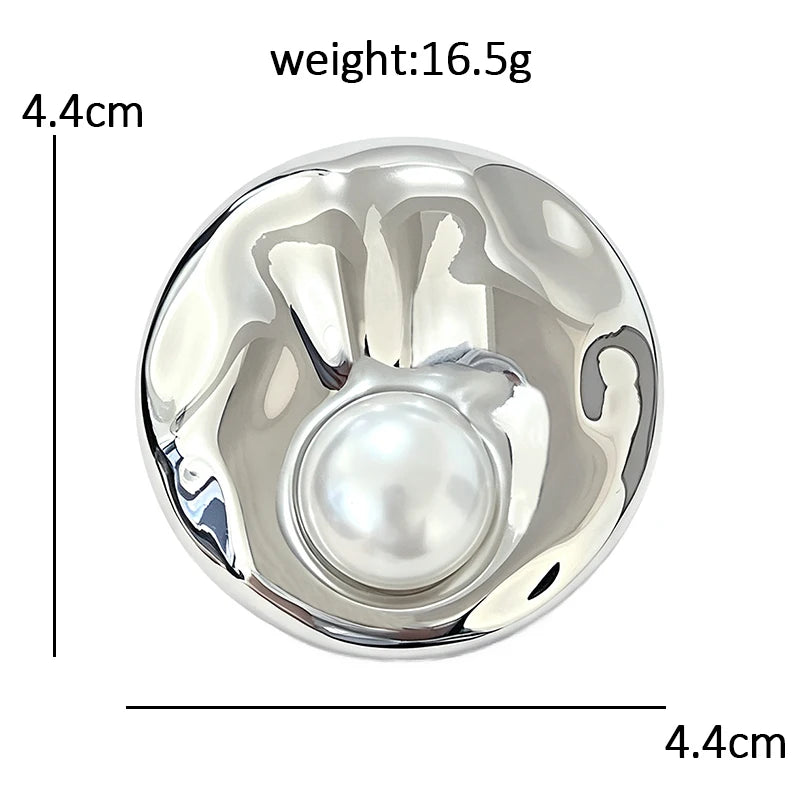 Organic Round Pearl-Look Accent Brooch
