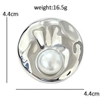 Organic Round Pearl-Look Accent Brooch